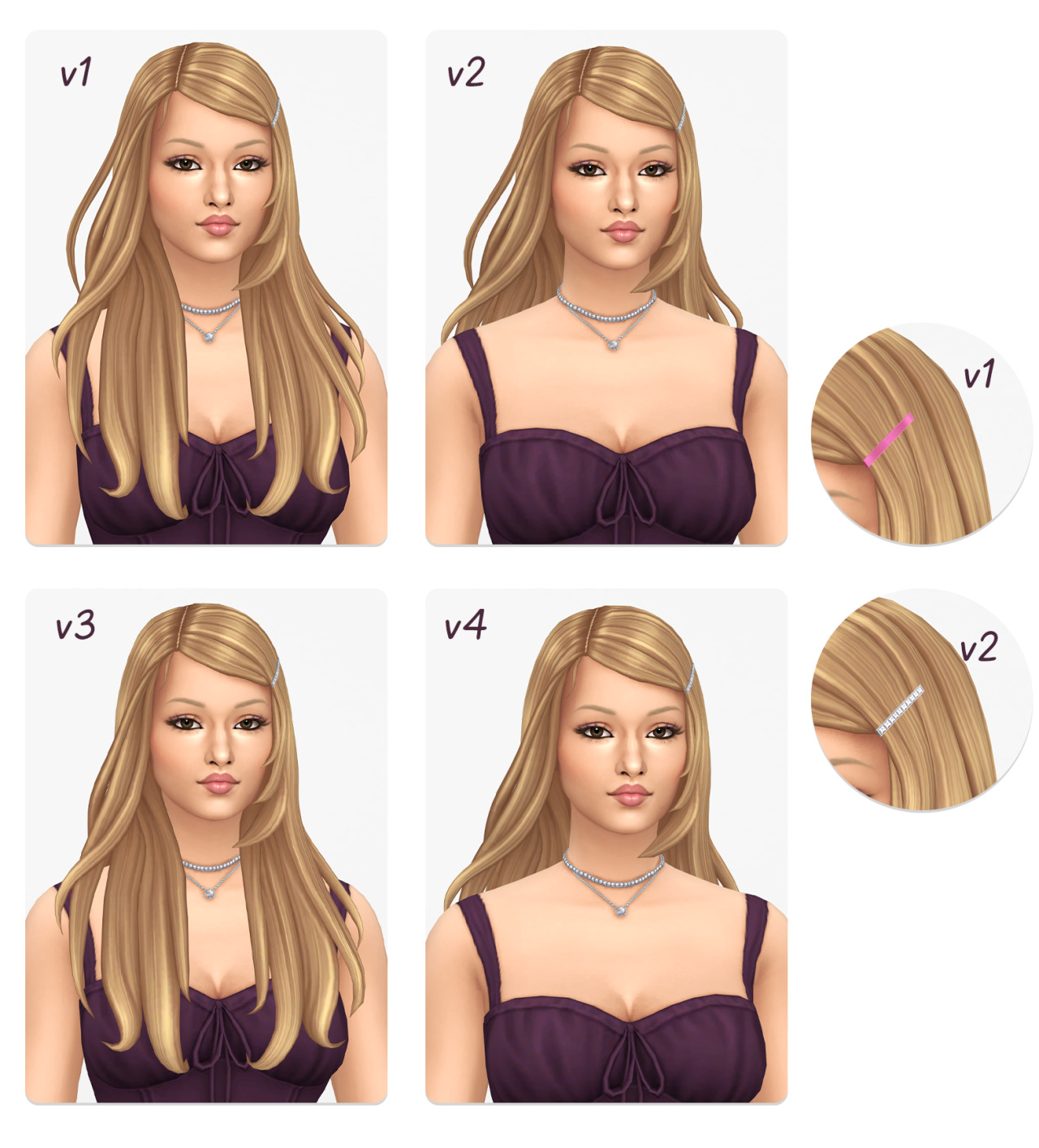 Женская причёска Rianne Hair для Sims 4