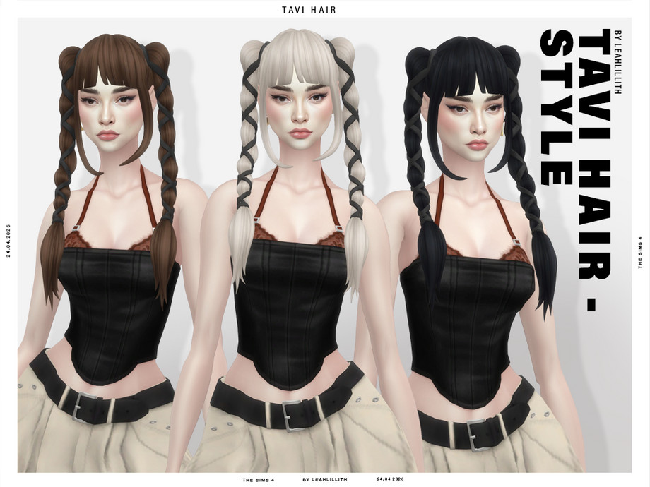 Женская причёска Tavi Bubble Ponytails Hairstyle для Sims 4