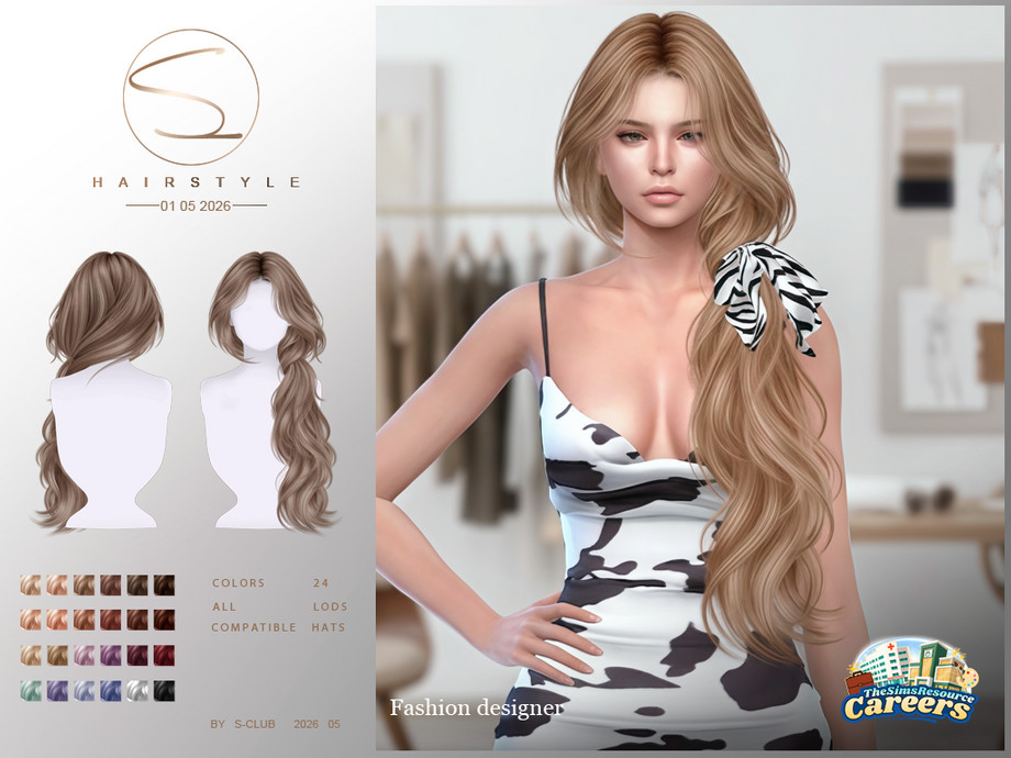 Женская причёска WAVY HAIRSTYLE — Careers Collection для Sims 4