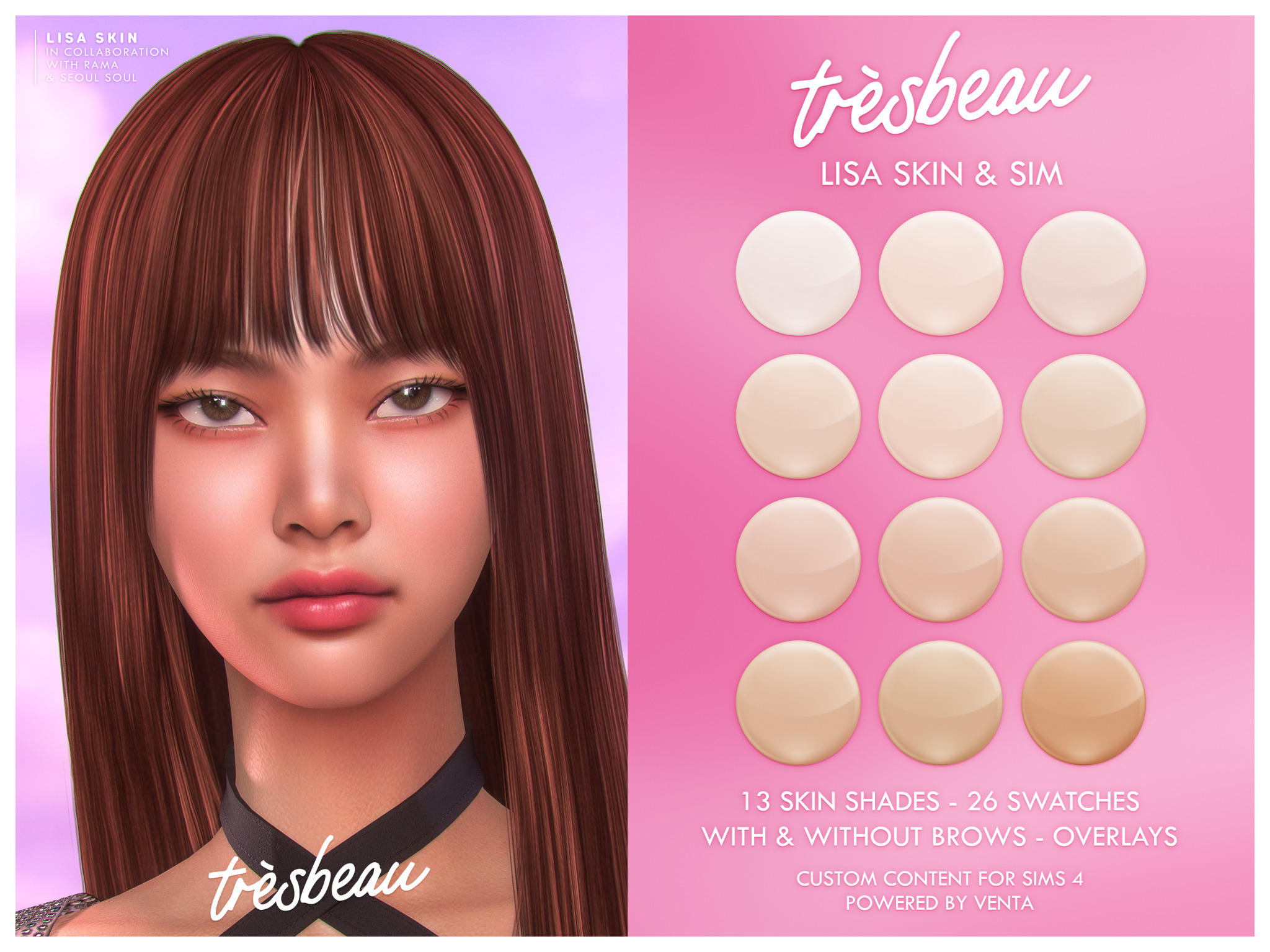 Женский скинтон Lisa Skin для Sims 4