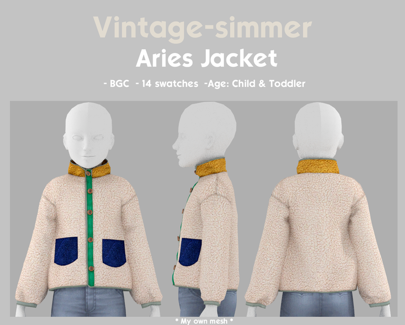 Куртка для детей и тоддлеров Aries Jacket для Sims 4