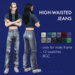 Мужские джинсы High-Waisted Jeans для Sims 4 Мужские джинсы High-Waisted Jeans для Sims 4
