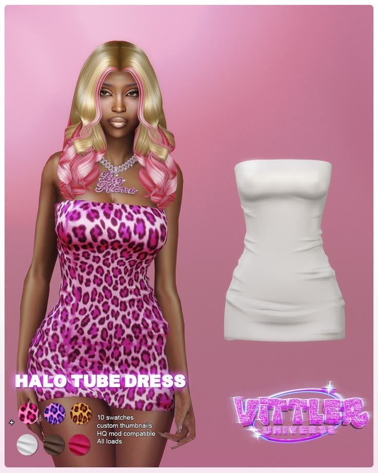 Платье для симочек Halo Tube Dress для Sims 4