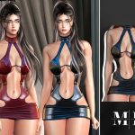 Платье для симочек Sexy Short Leather Dress для Sims 4