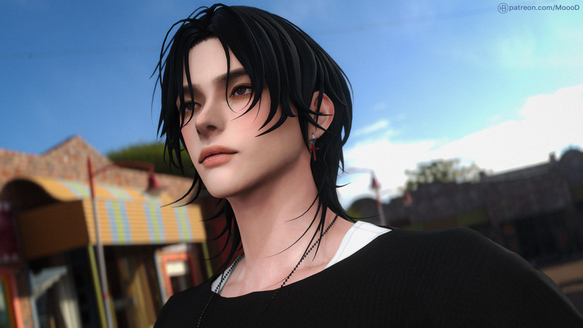Причёска для мужчин и женщин Hair N6 для Sims 4