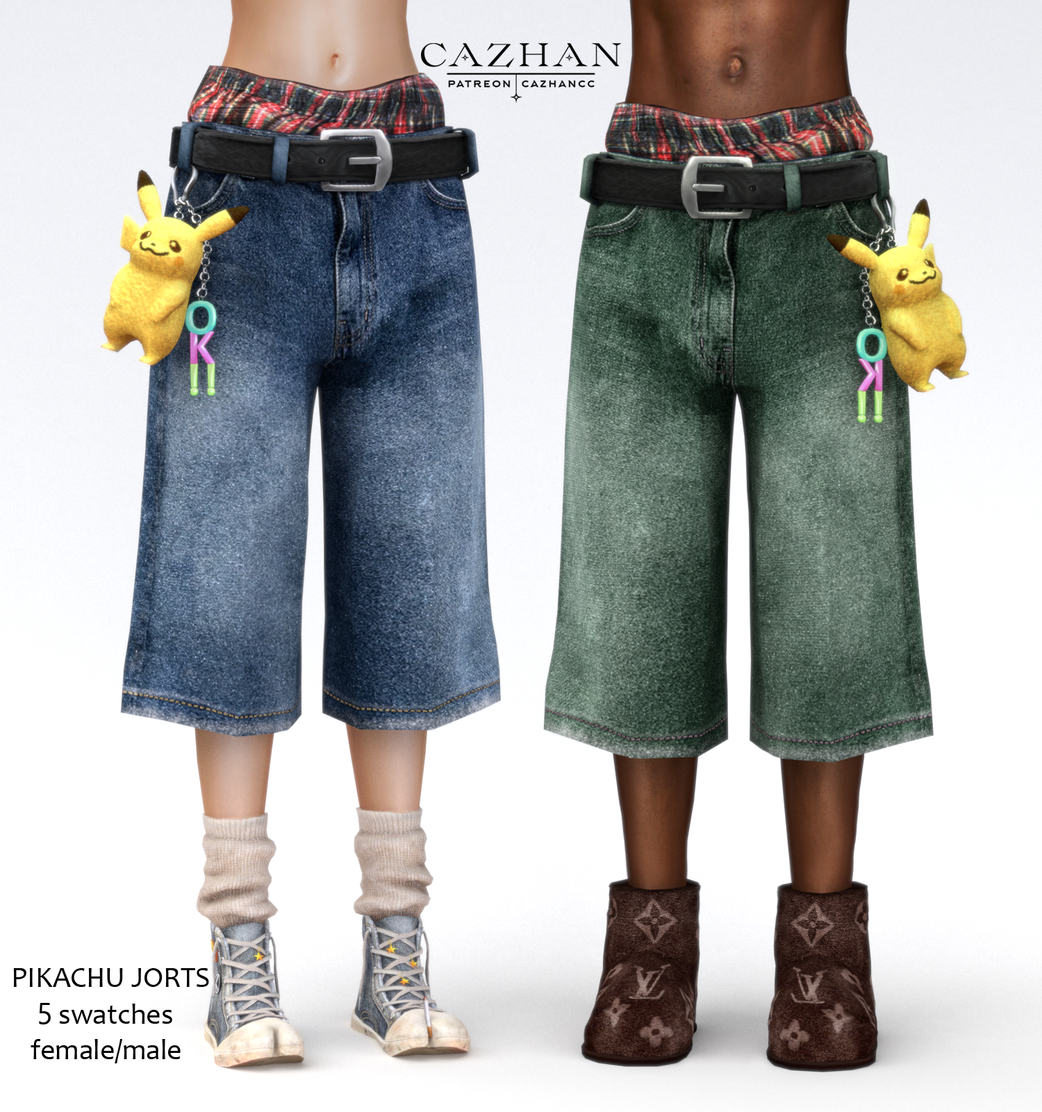 Шорты для симов и симочек Pikachu Jorts для Sims 4