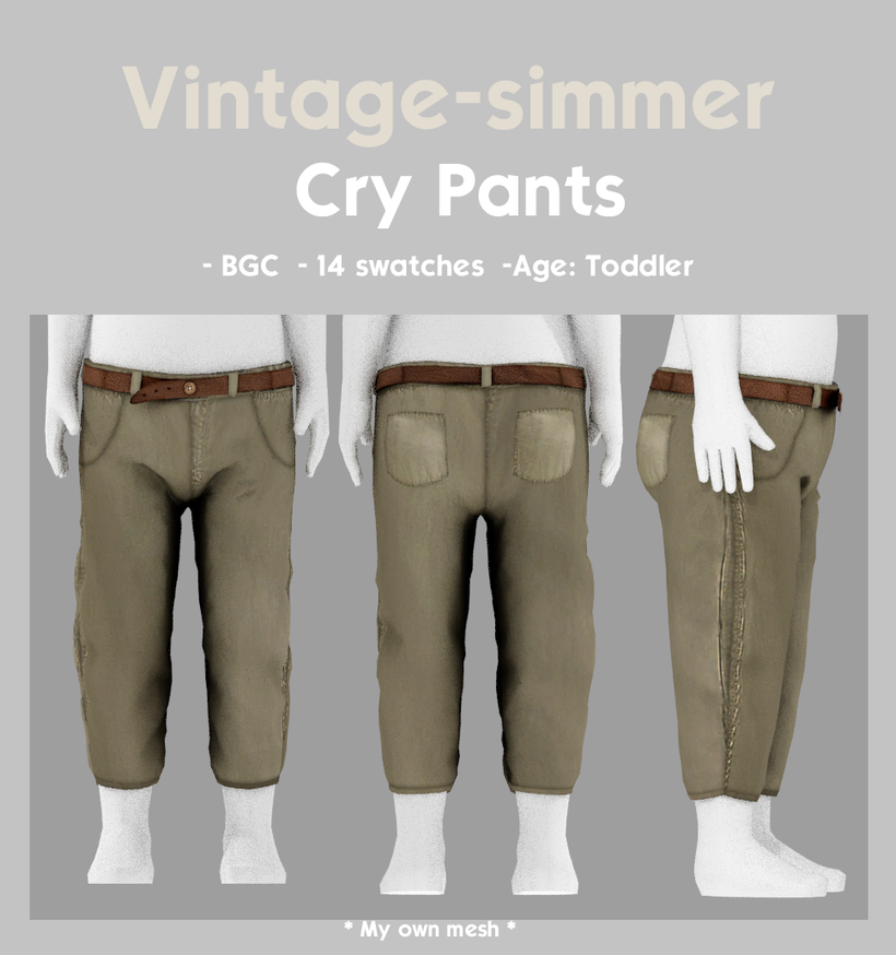 Штаны для тоддлеров Cry Pants для Sims 4