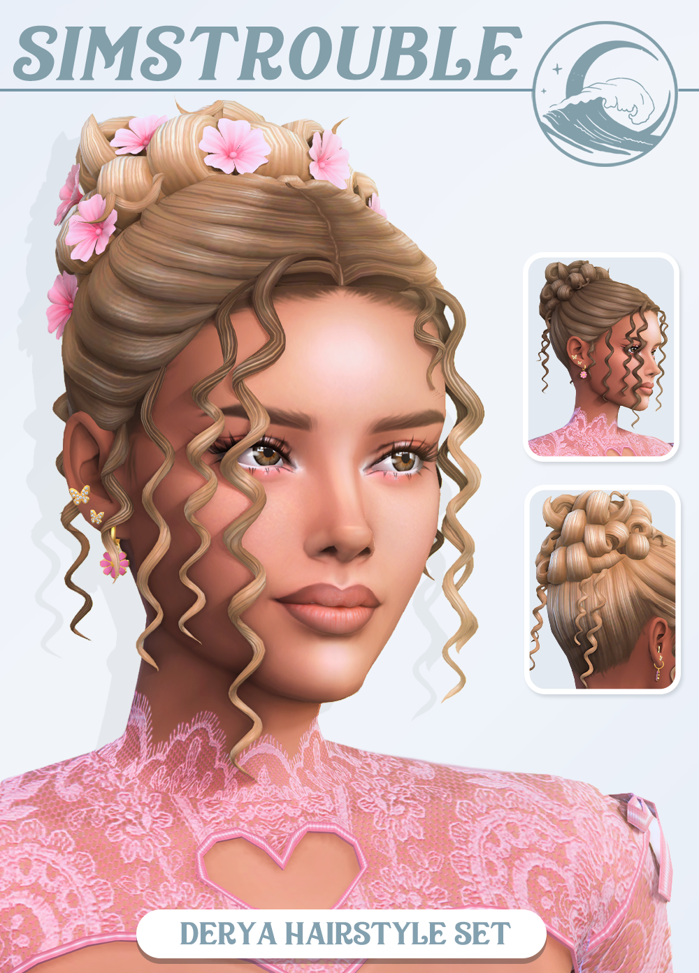Женская причёска Derya Hairstyle Set для Sims 4