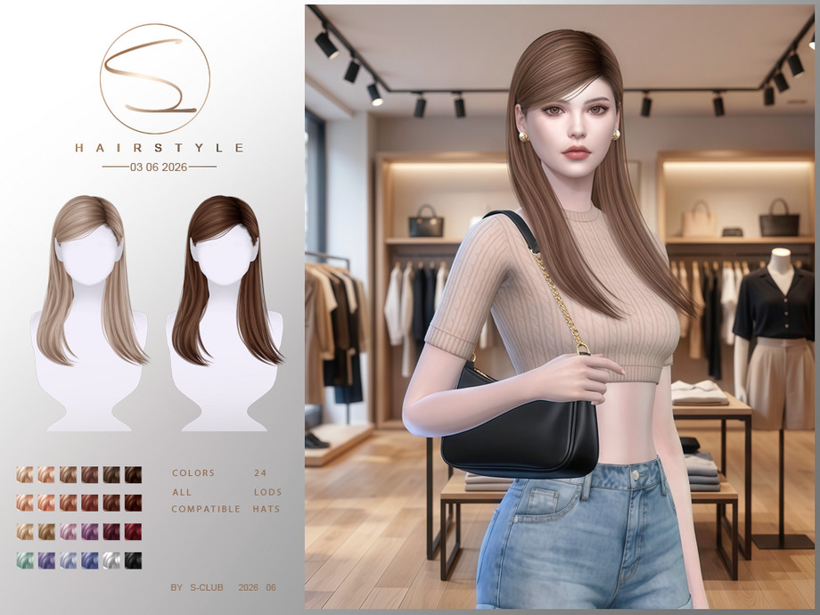 Женская причёска Midlong Hairstyle для Sims 4