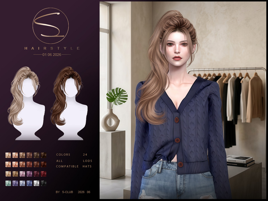 Женская причёска Ponytail Hairstyle для Sims 4