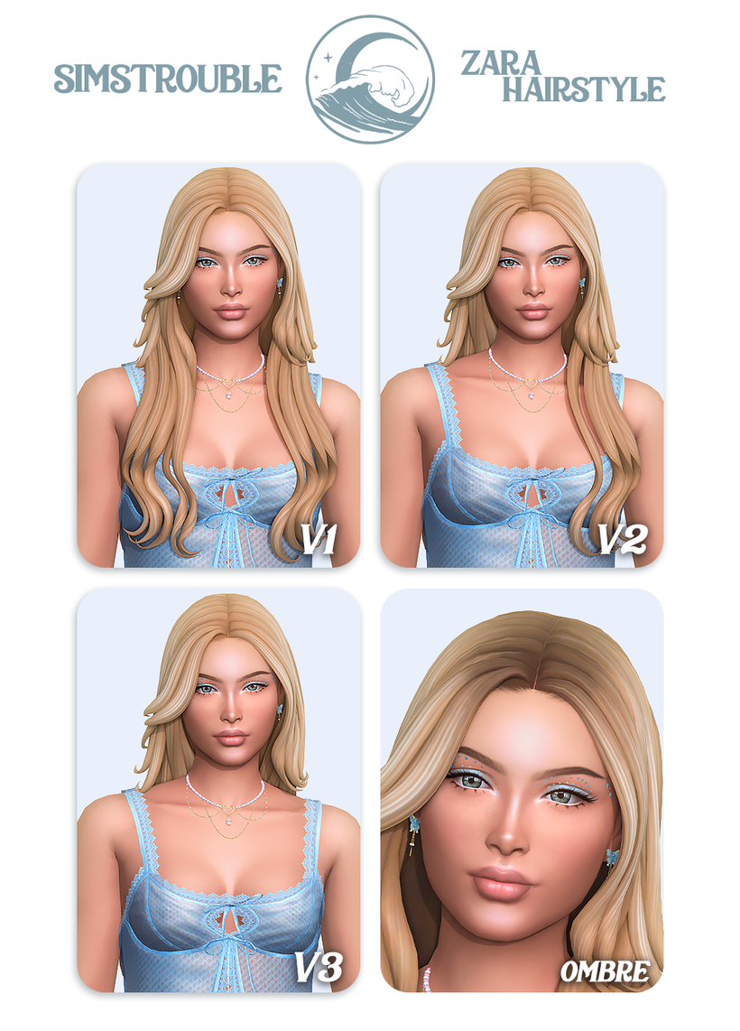 Женская причёска Zara Hairstyle Set для Sims 4