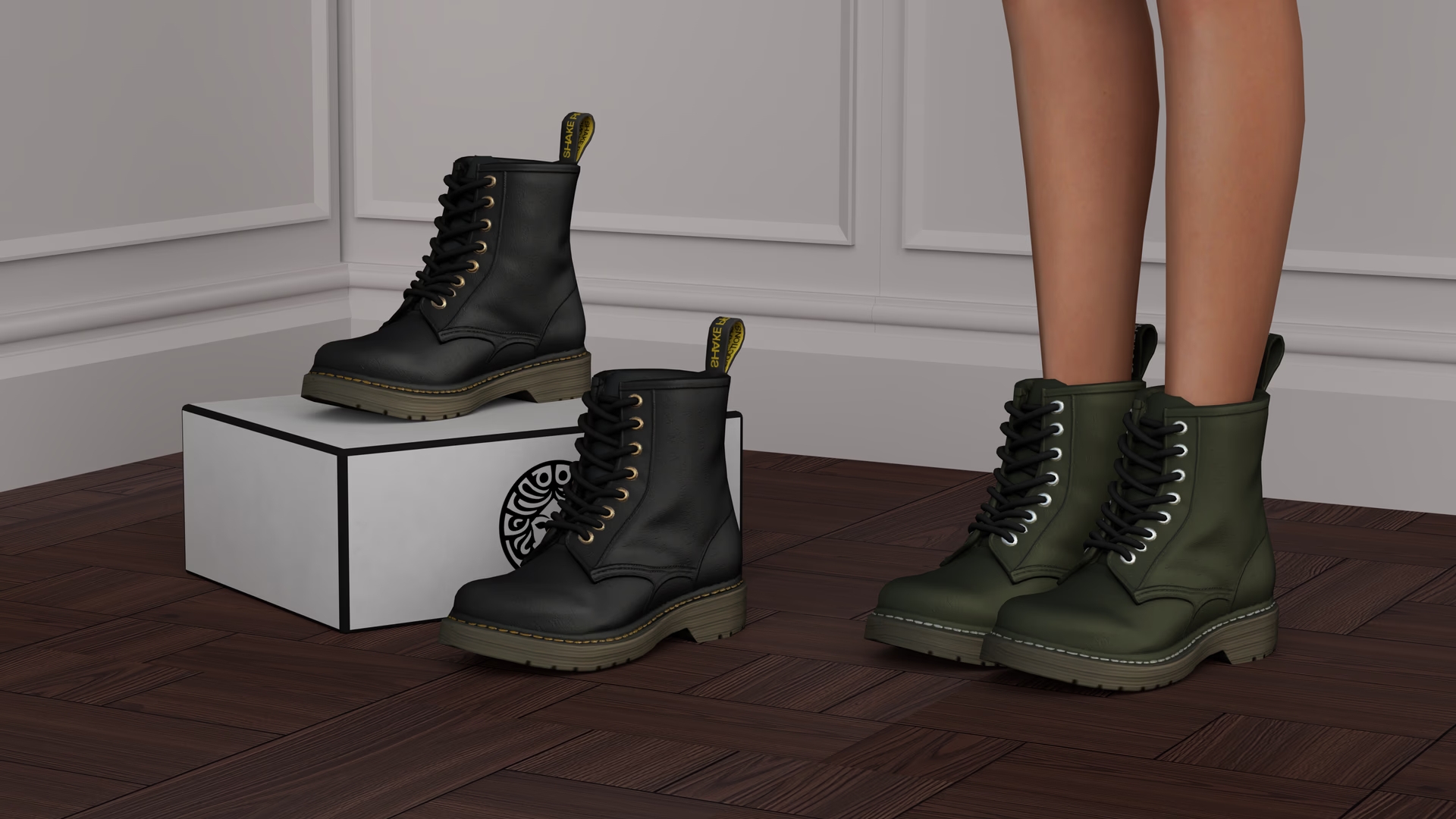 Женские ботинки Eden Leather Boots для Sims 4