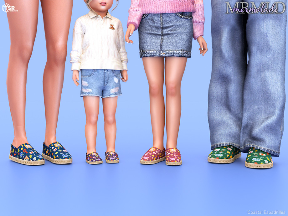 Эспадрильи для женщин, мужчин, детей и тоддлеров Coastal Espadrilles для Sims 4