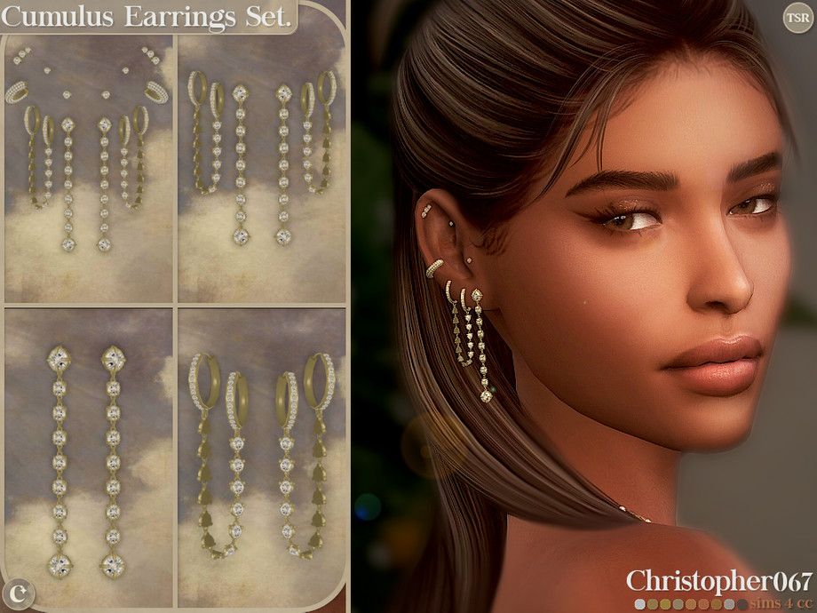 Набор сережек Cumulus Earrings Set для Sims 4