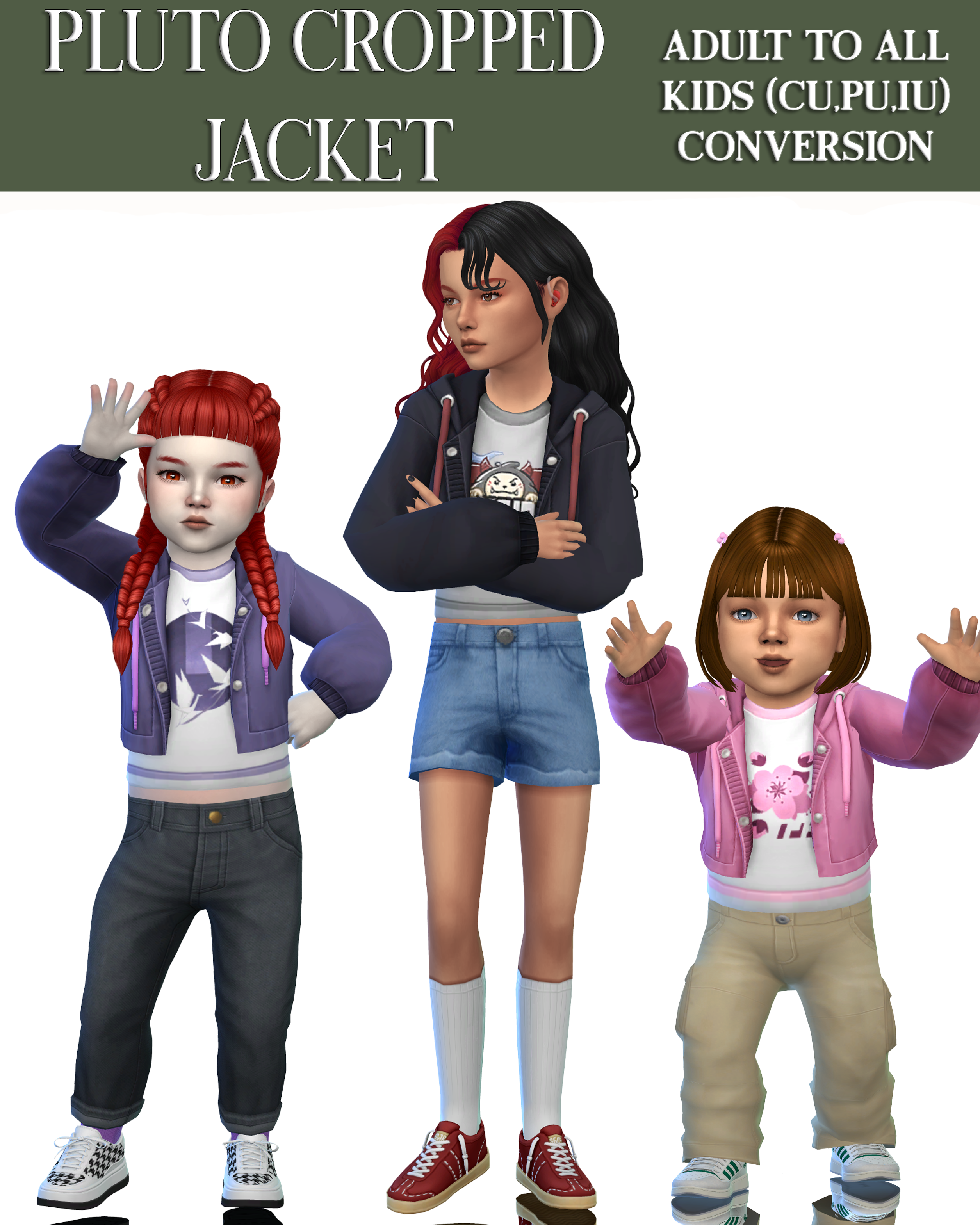 Кофточка с топом для детей тоддлеров и младенцев Pluto Cropped Jacket для Sims 4