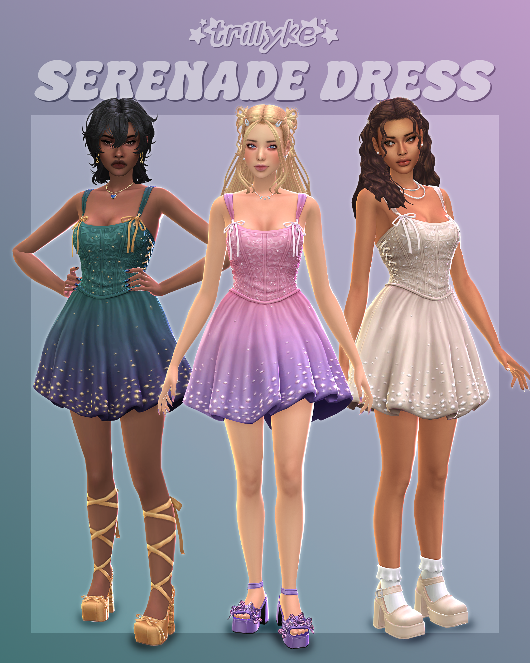 Платье для симочек Serenade Dress для Sims 4