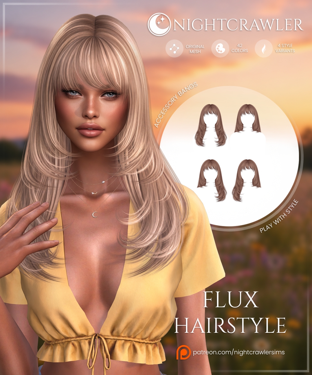 Женская прическа FLUX HAIR для Sims 4