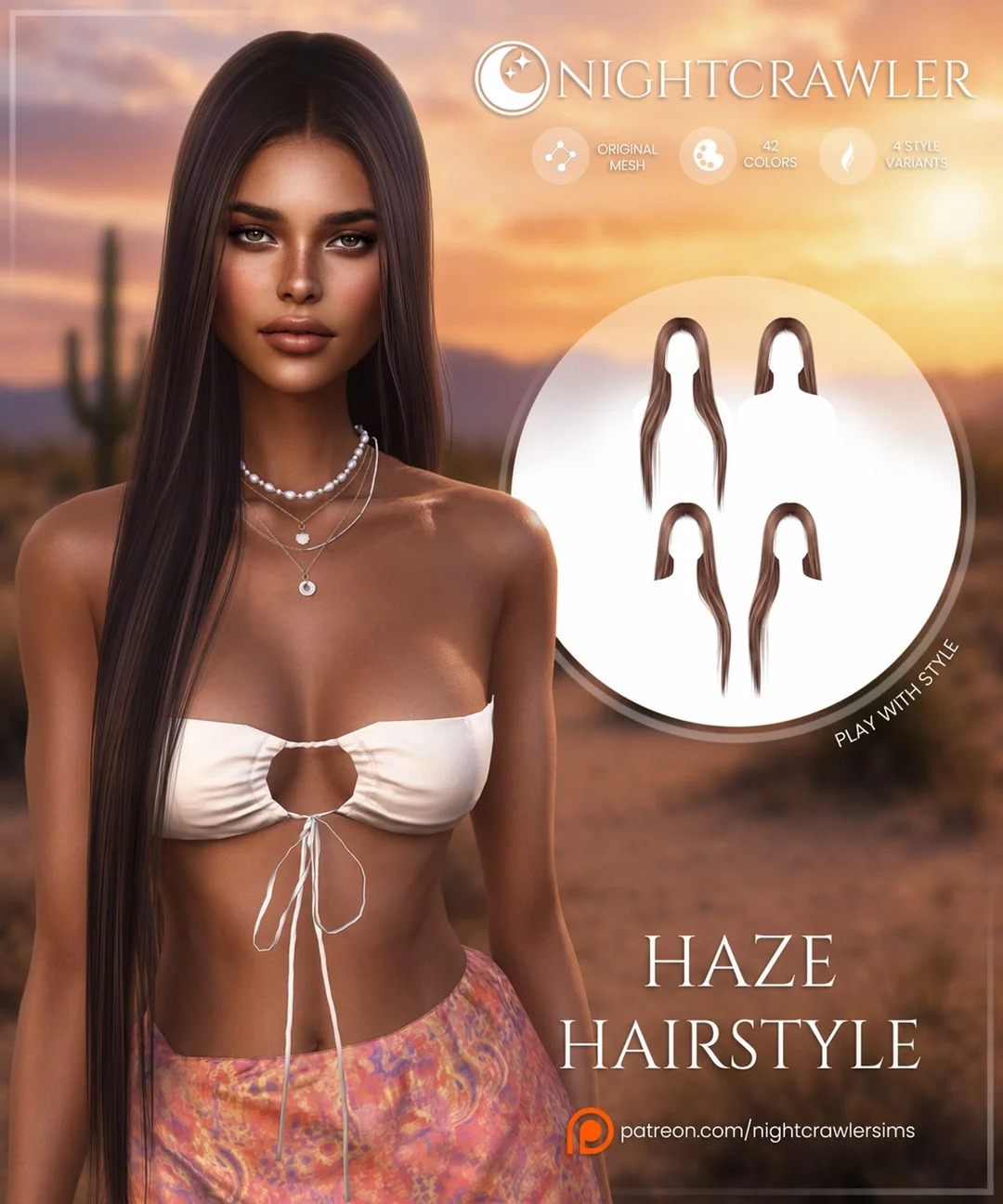 Женская прическа HAZE HAIR для Sims 4