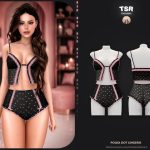 Комплект нижнего белья в горошек SET-Polka Dot Lingerie для Sims 4