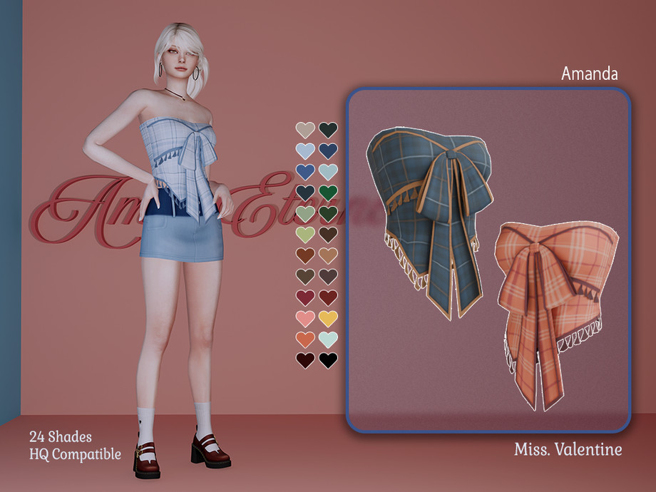 Топ для симочек Amanda bandeau top with bow on the front для Sims 4