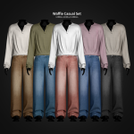 Повседневный сет для симов Waffle Casual Set для Sims 4