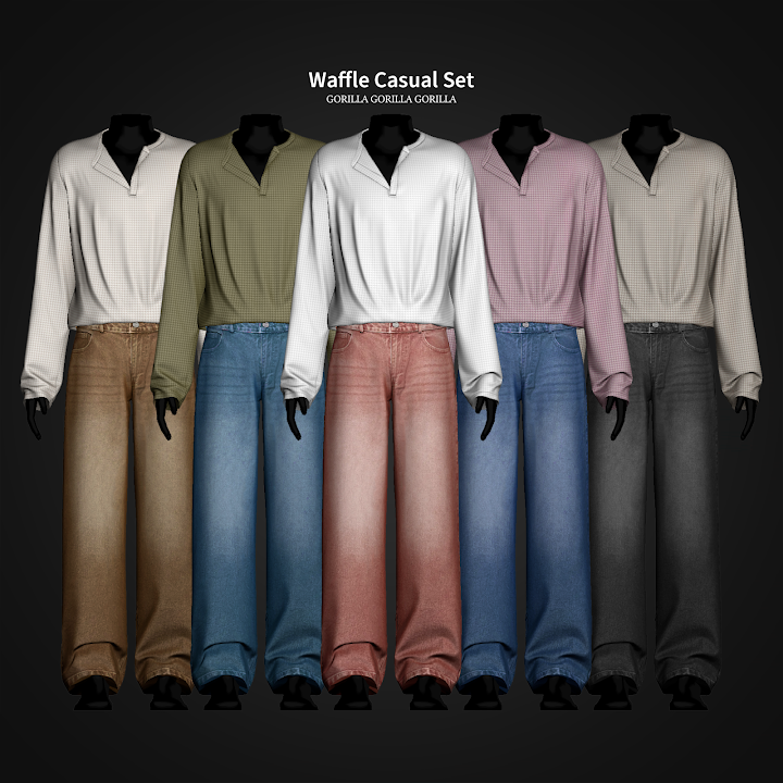Повседневный сет для симов Waffle Casual Set для Sims 4