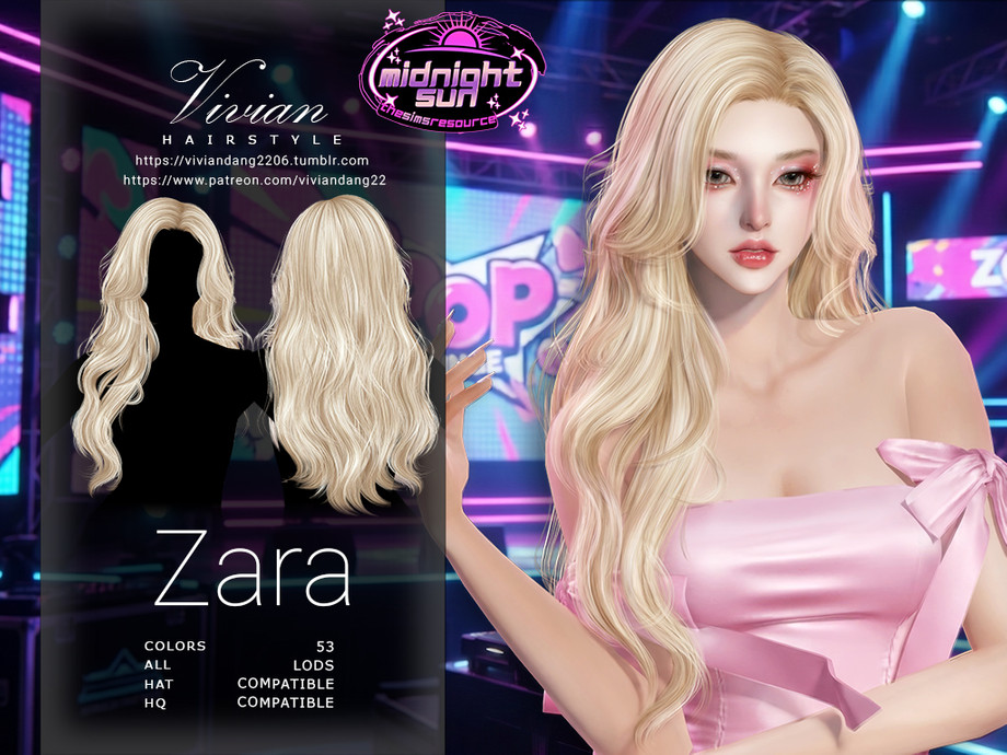 Женская прическа Zara для Sims 4