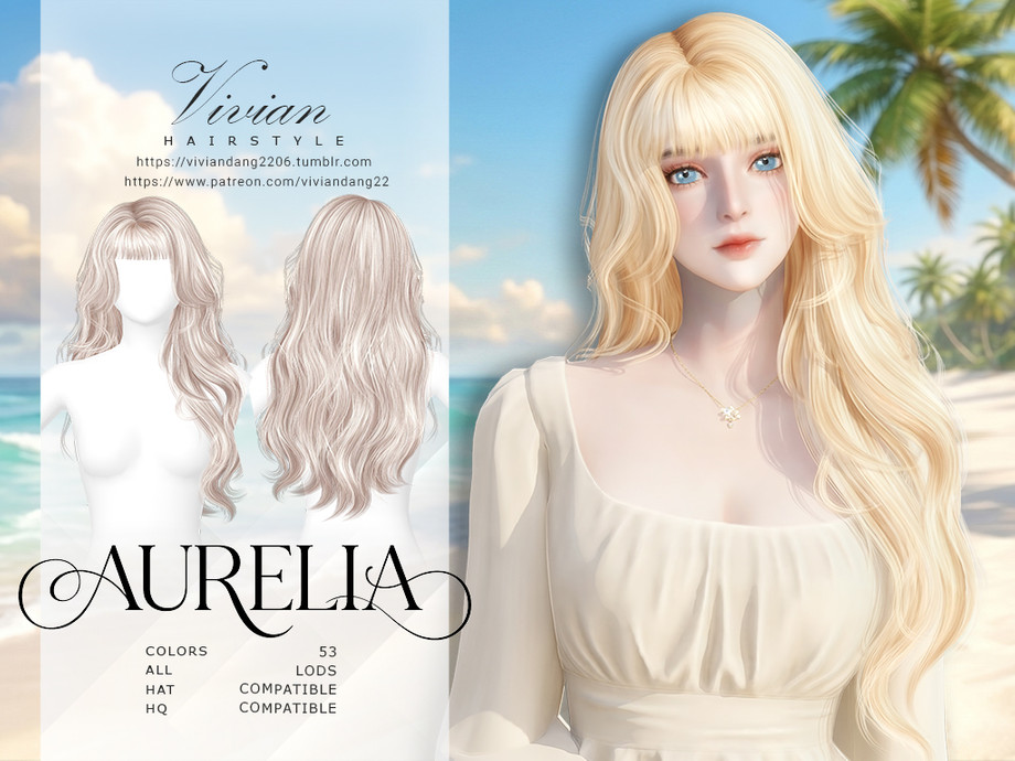 Женская прическа Aurelia для Sims 4