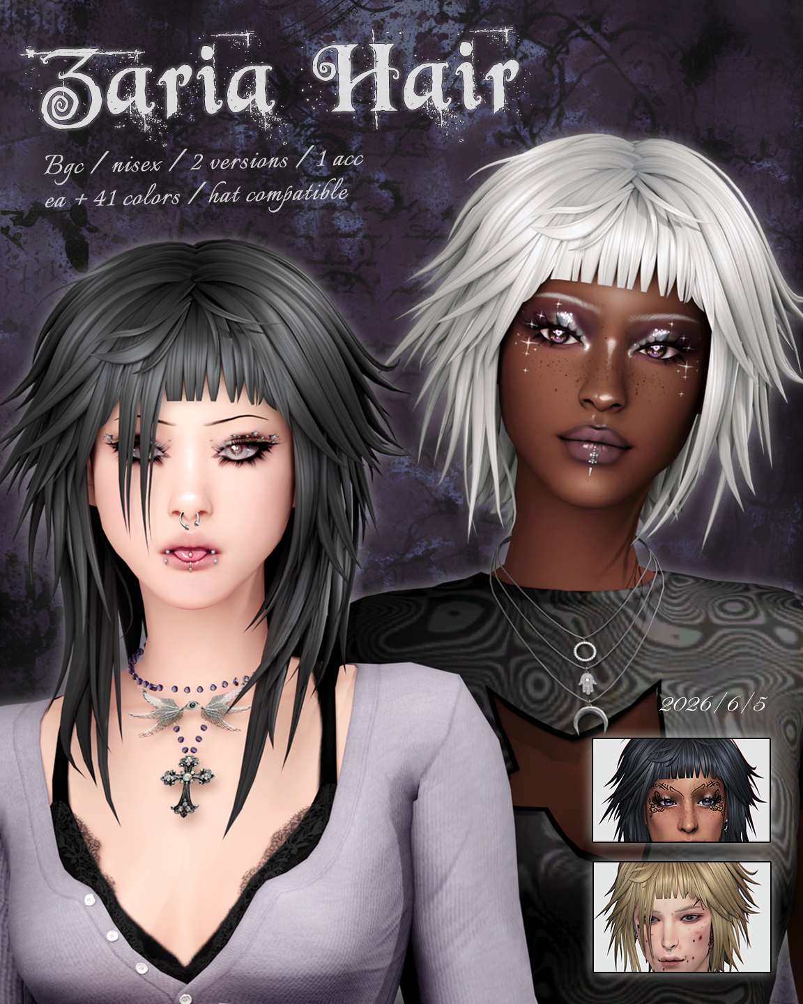 Прическа для симочек и симов Zaria Hair для Sims 4