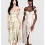 Летнее платье Off Shoulder Sun Dress для Sims 4