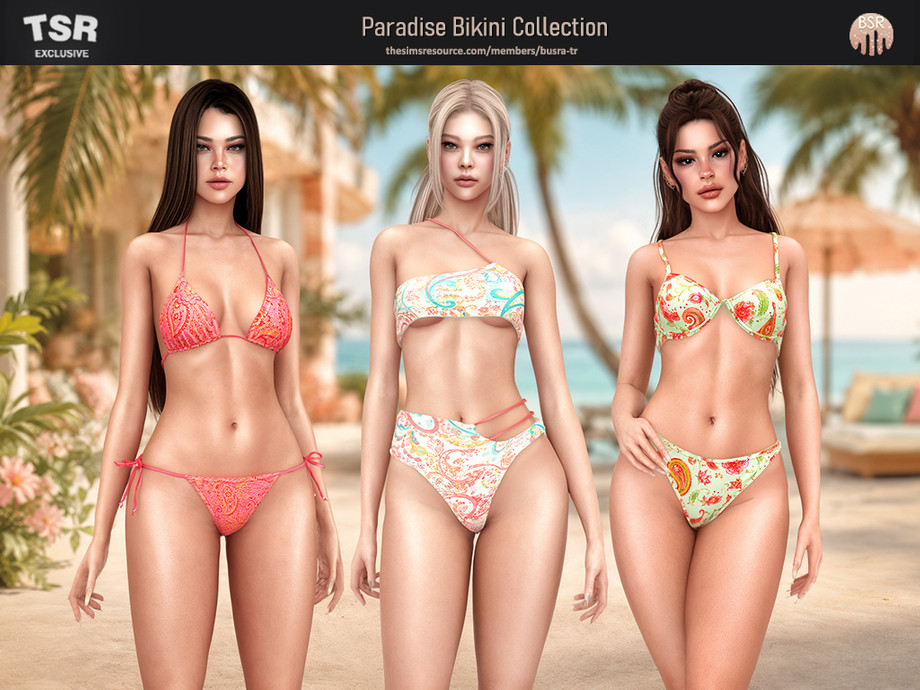 Коллекция купальников SET-Paradise Bikini Collection для Sims 4