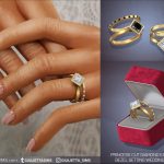 Обручальные кольца Princess Cut Diamond East West Bezel Setting Engagement And Wedding Rings для Sims 4