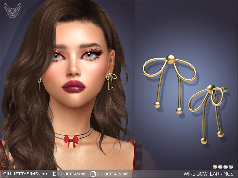 Серьги для женщин и девочек Wire Bow Earrings For Adults And Kids для Sims 4