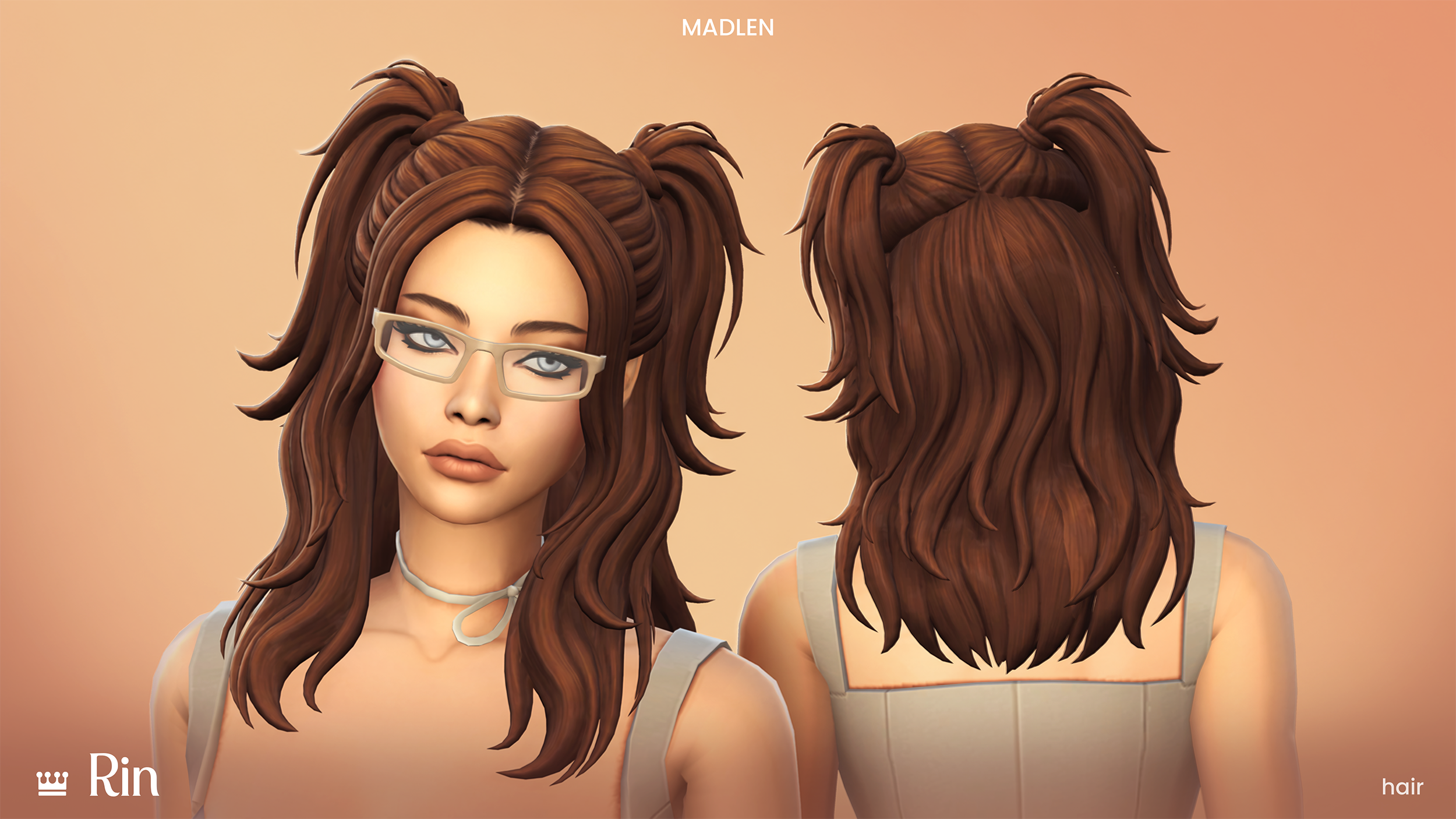 Женская прическа Rin Hairstyle для Sims 4