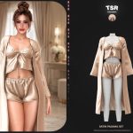 Пижамный комплект для симочек SET-Satin Pajama Set для Sims 4