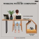 Рабочий стол с лежанкой Working With My Companion для Sims 4 Рабочий стол с лежанкой Working With My Companion для Sims 4