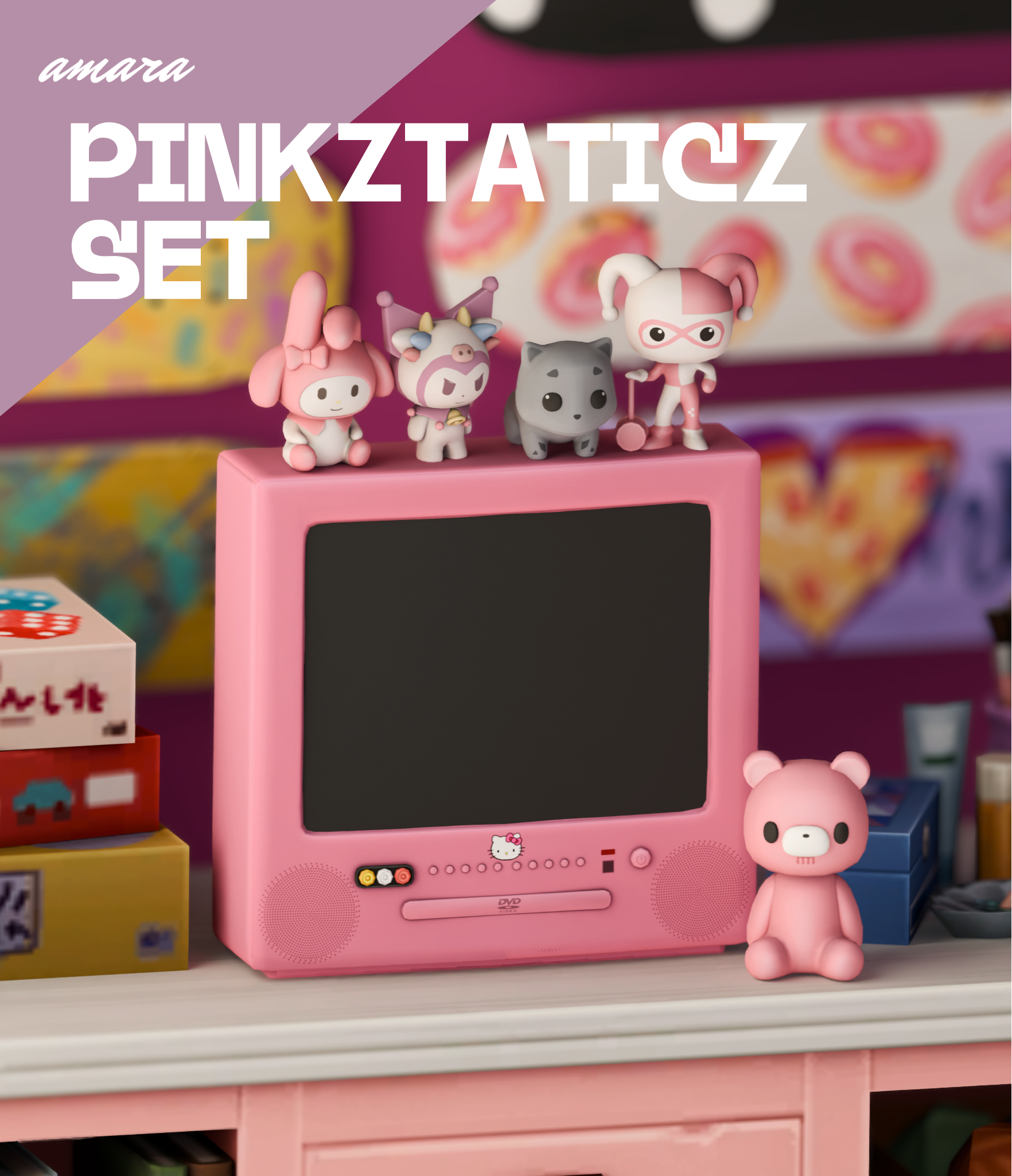 Розовый сет Pinkztaticz Set для Sims 4