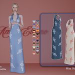 Платье для симочек Aurora long soft halter dress для Sims 4 Платье для симочек Aurora long soft halter dress для Sims 4