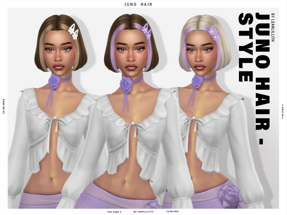 Женская прическа Juno Bob Hairstyle для Sims 4