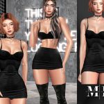 Комплект для симочек valentina black bodycon dress top and skirt sets для Sims 4 Комплект для симочек valentina black bodycon dress top and skirt sets для Sims 4