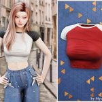 Футболка для симочек Raglan crop tee для Sims 4 Футболка для симочек Raglan crop tee для Sims 4