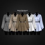 Платье для симочек Belted Shirtdress V для Sims 4 Платье для симочек Belted Shirtdress V для Sims 4