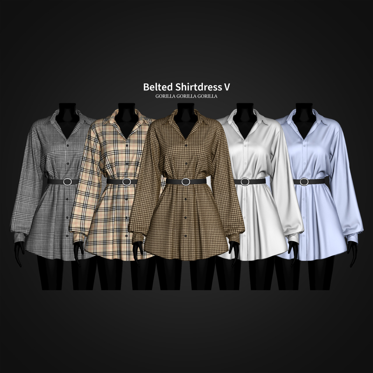 Платье для симочек Belted Shirtdress V для Sims 4