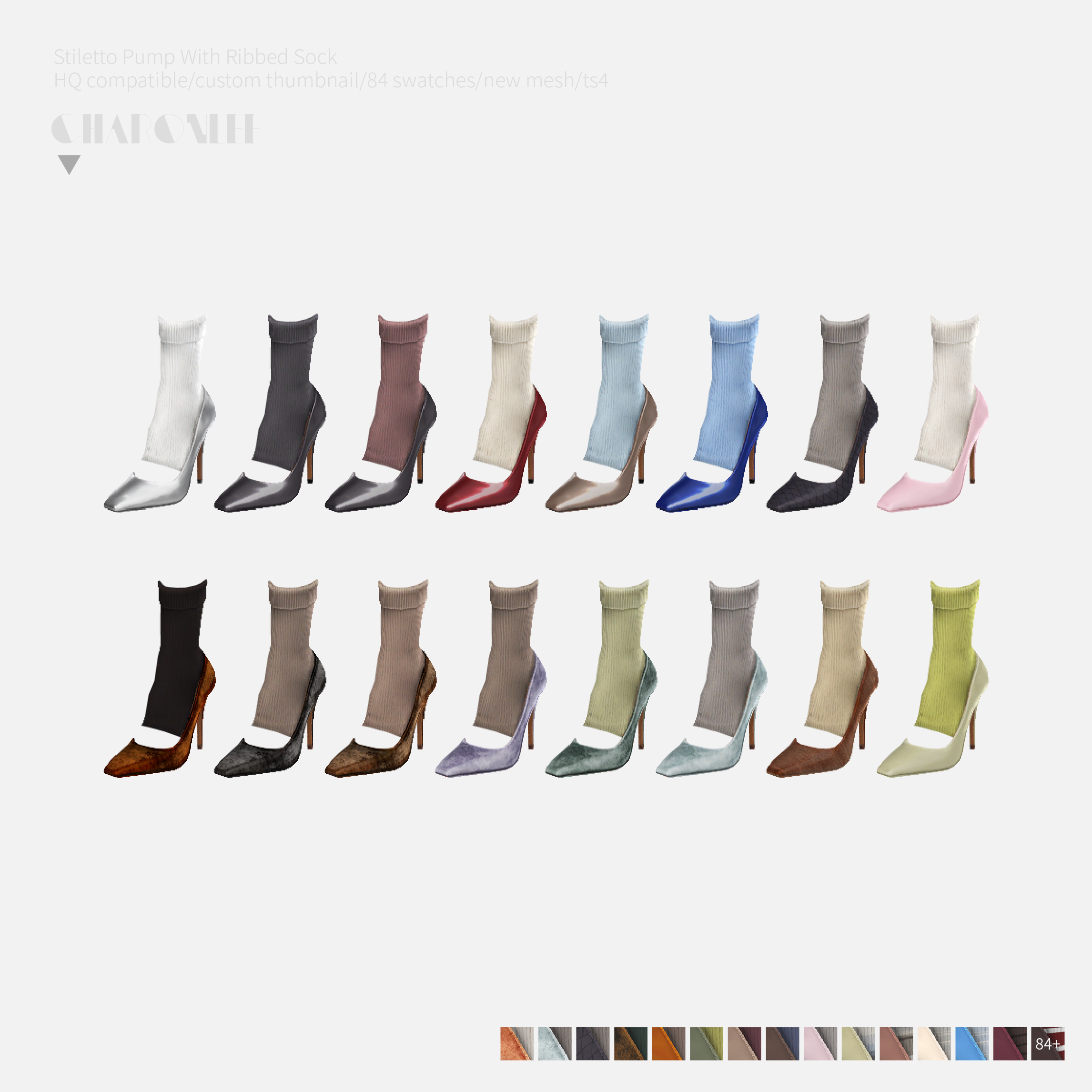 Туфли с носками Stiletto Pump With Ribbed Sock для Sims 4