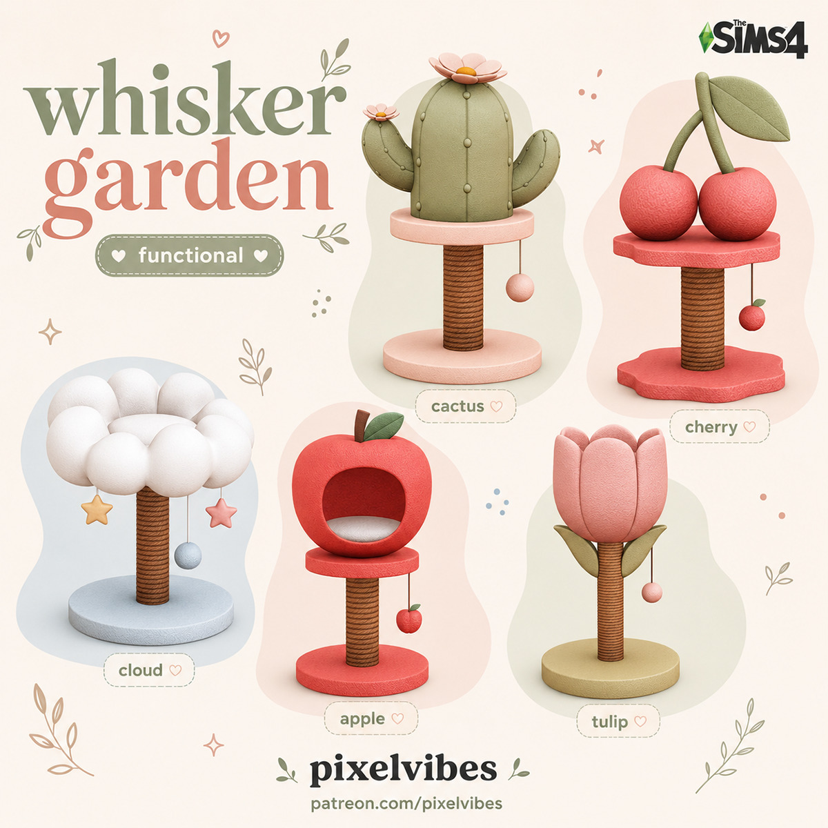 Мини-сет для питомцев Whisker_Garden для Sims 4