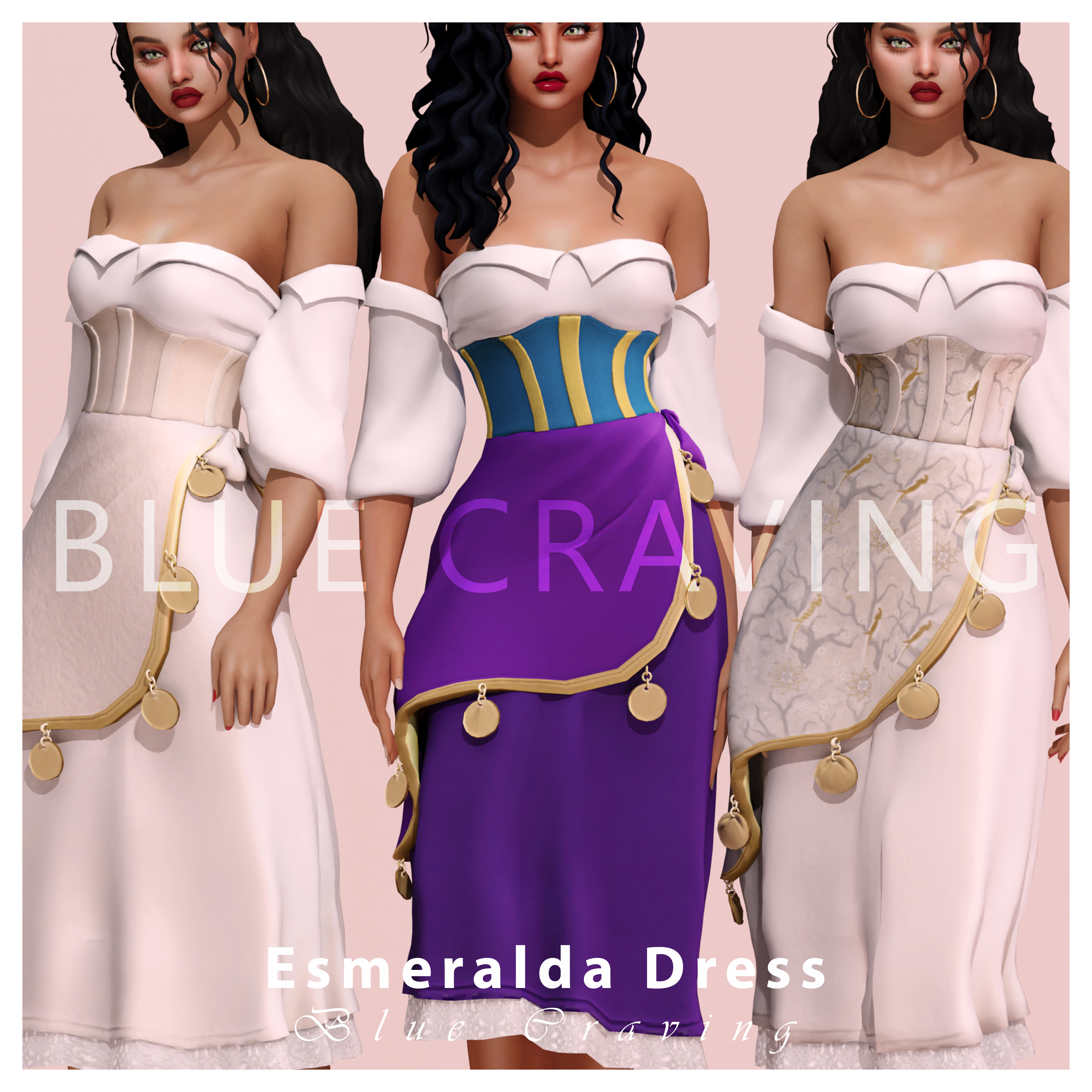Платье Эсмеральды Esmeralda Dress для Sims 4