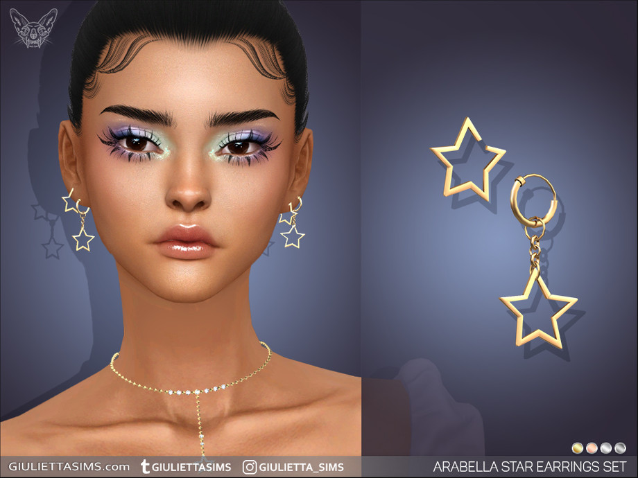Серьги для женщин и девочек Arabella Star Earrings Set для Sims 4