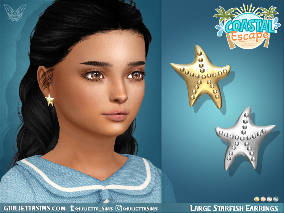 Серьги для женщин и девочек Coastal Escape - Large Starfish Earrings для Sims 4