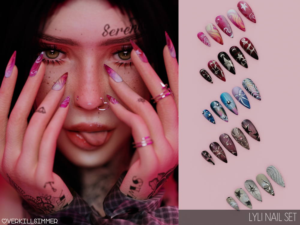 Маникюр и кольца для симочек Lyli для Sims 4
