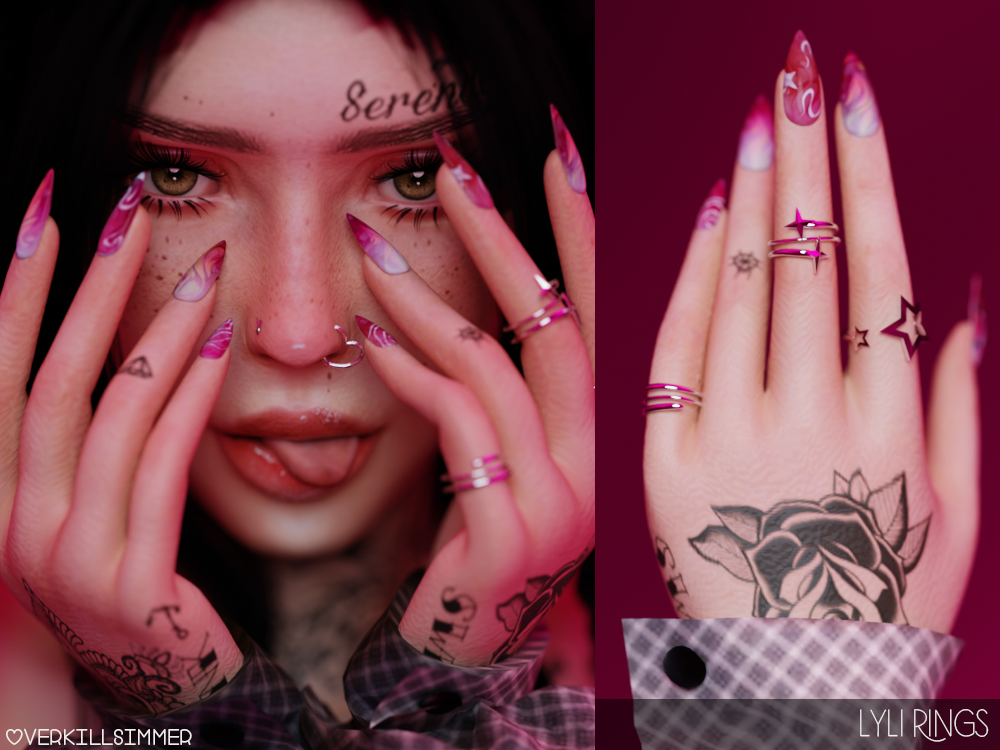 Маникюр и кольца для симочек Lyli для Sims 4